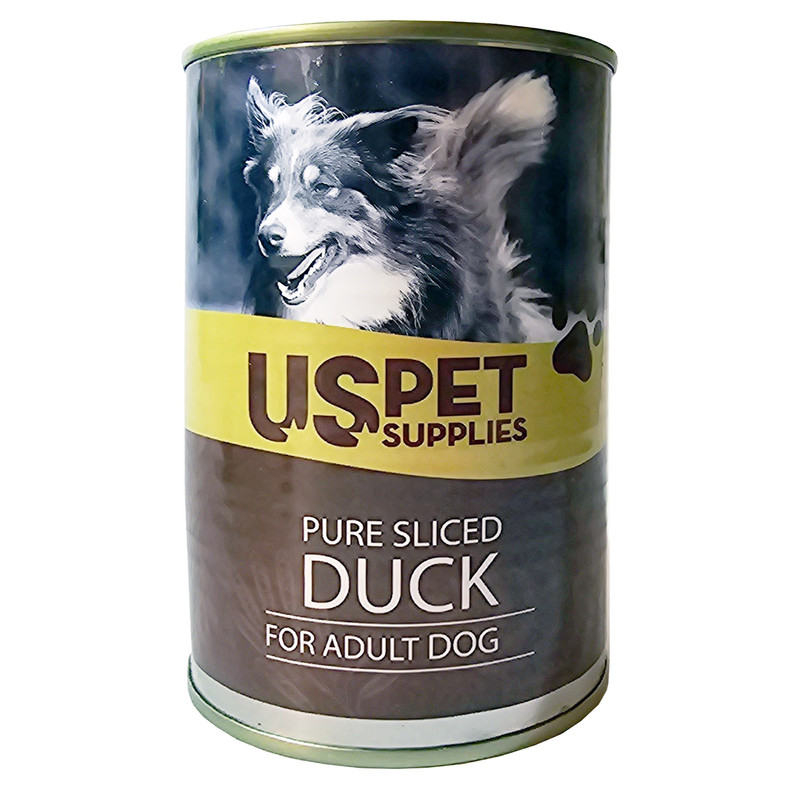 خرید و قیمت کنسرو سگ بالغ یو اس پت مدل گوشت اردک کد 0228 وزن 400 گرم