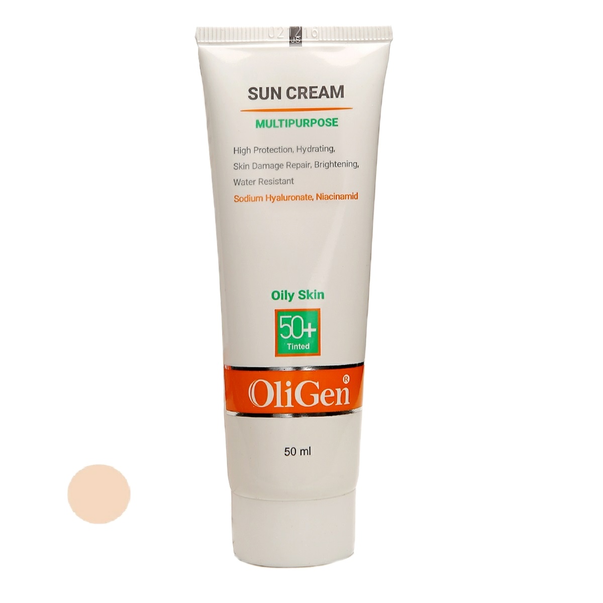 کرم ضد آفتاب رنگی الی ژن SPF 50 مدل L_T_O مناسب پوستهای چرب حجم 50 میلیلیتر