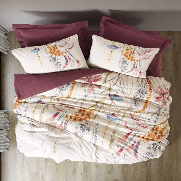 خرید و قیمت سرویس روتختی کاتن باکس مدل Mode Line Flos Bordo یک نفره 3 تکه