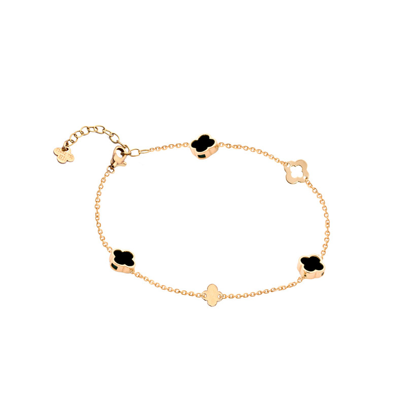 دستبند زنجیری طلا 18 عیار زنانه الی گالری مدل ونکلیف سنگ پر خالی ظریف