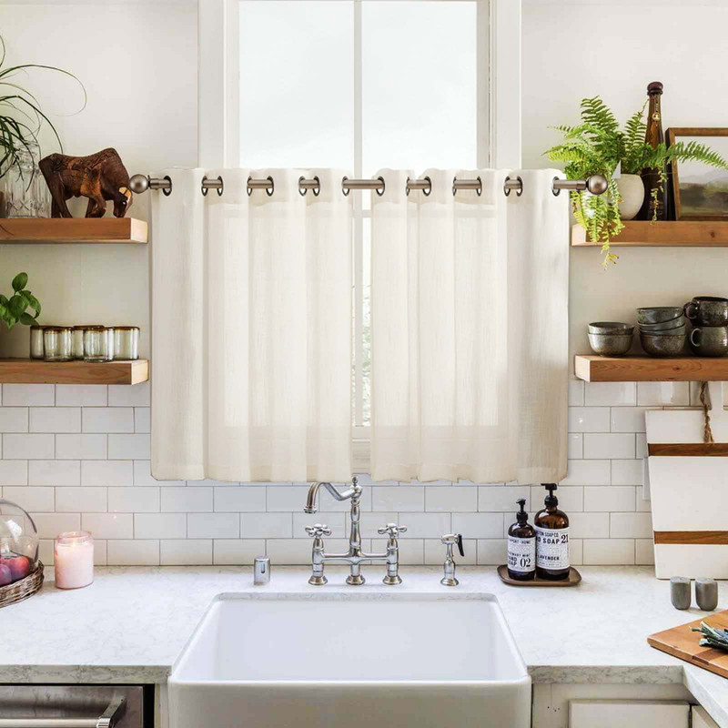 خرید و قیمت پرده تیکو دکو مدل کتان تور بالای سینکی سایز 140*100 سانتیمتر مجموعه دو عددی