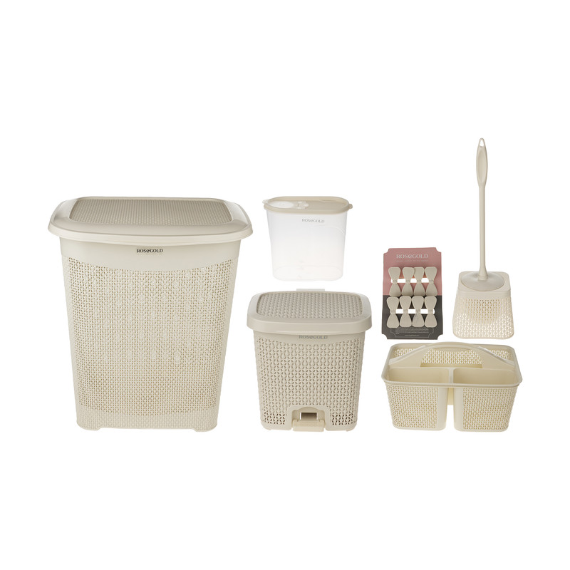 سبد رخت چرک رزگلد مدل باران کد 8040 مجموعه 4 عددی به همراه سطل و فرچه توالت شوی