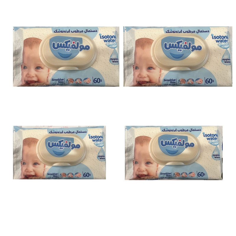 خرید و قیمت دستمال مرطوب کودک مولفیکس مدل ایزوتونیک مجموعه 4 عددی