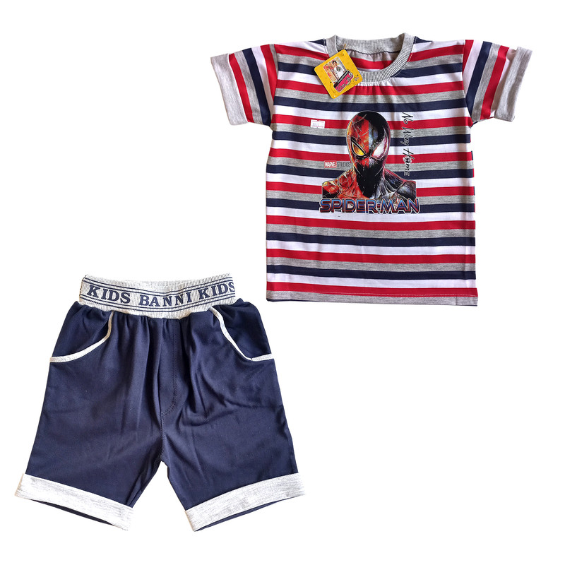 ست تی شرت و شلوارک پسرانه فسقلیمون مدل مرد عنکبوتی