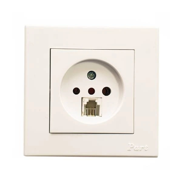 خرید و قیمت پریز تلفن دو منظوره پارت الکتریک مدل تابش بسته 2 عددی