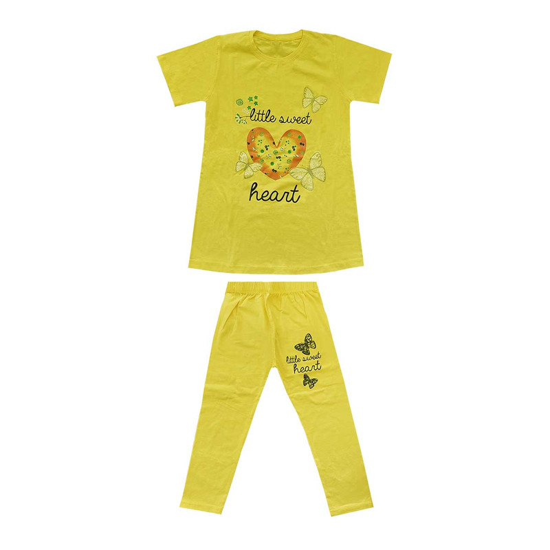 ست تی شرت و شلوارک دخترانه طرح پروانه کد 160110