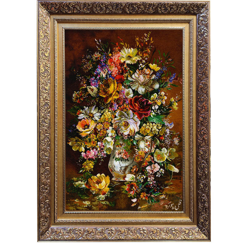 تابلو فرش دستبافت طرح گل و گلدان مدل RAR126