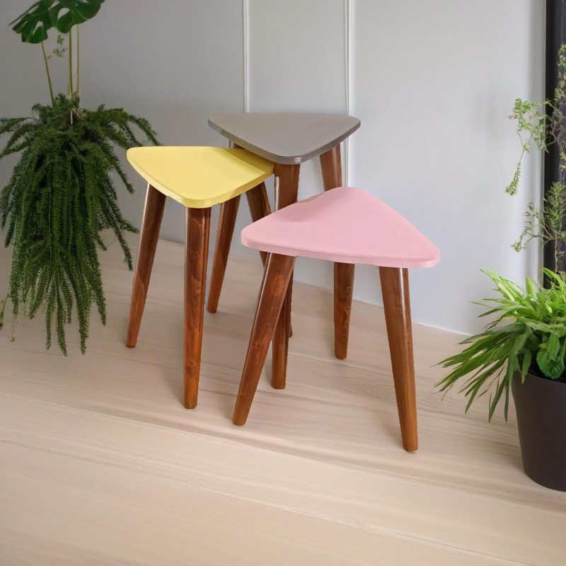 میز عسلی مدل لاین 324 کد 101 مجموعه سه عددی