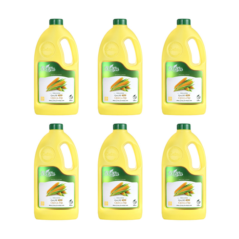 خرید و قیمت روغن ذرت خالص دلوین - 1800 میلی لیتر مجموعه 6 عددی