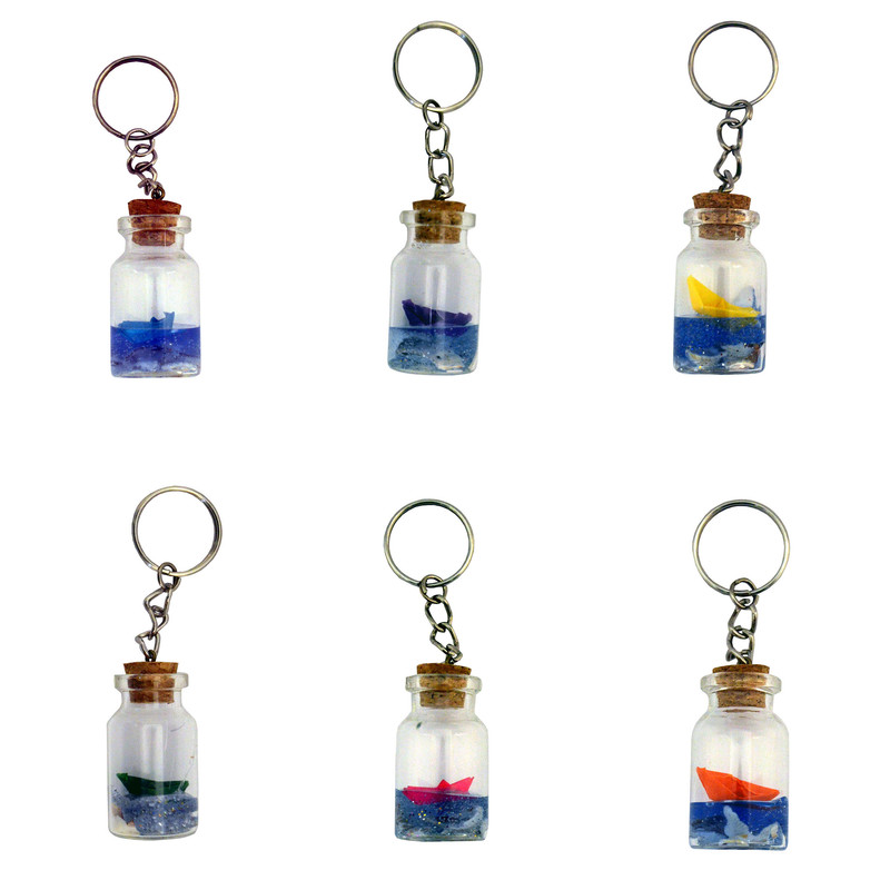 جاکلیدی مدل شیشهای طرح قایق مجموعه 6 عددی