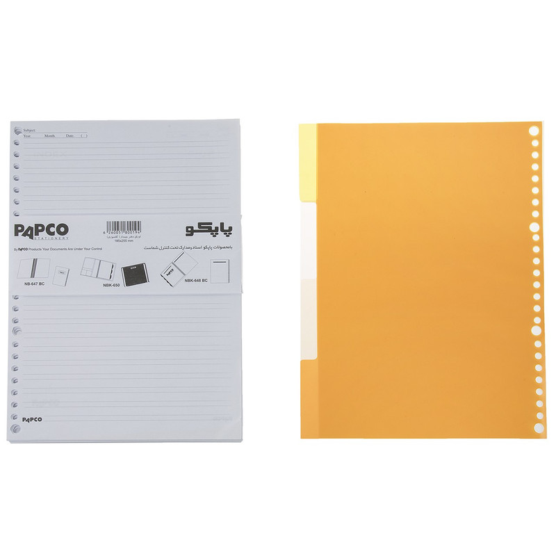 کاغذ کلاسور پاپکو مدل دو خط بسته 100 عددی