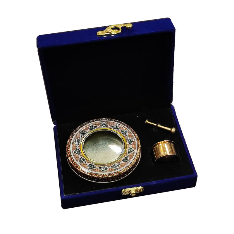 ظرف زعفران مدل مخمل به همراه هاون