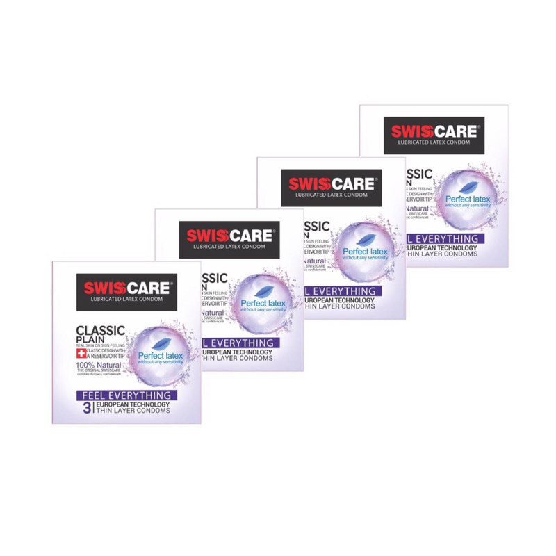 خرید و قیمت کاندوم سوئیس کر مدل Classic Plain مجموعه 4 عددی