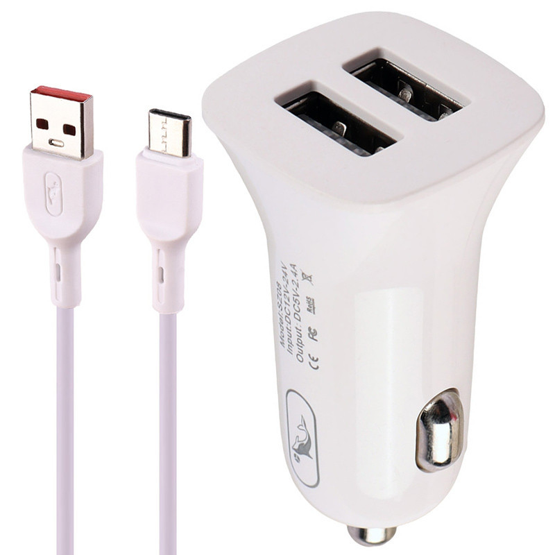 خرید و قیمت شارژر فندکی 12 وات اسکای دلفین مدل SZO8T به همراه کابل USB-C