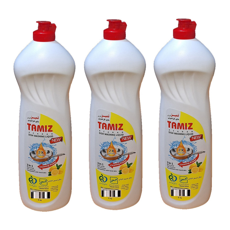 مایع ظرفشویی تمیز آذران مدل new3 حجم 1 کیلوگرم مجموعه 3 عددی