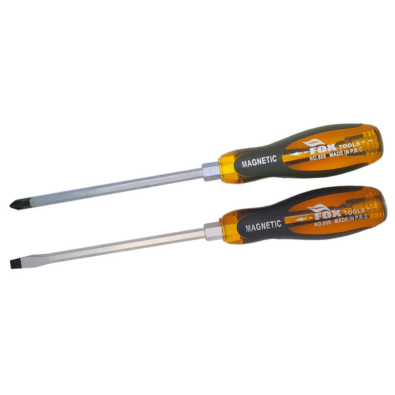 پیچ گوشتی چهارسو و دوسو ضربه خور فاکس مدل HT - 92 مجموعه دو عددی