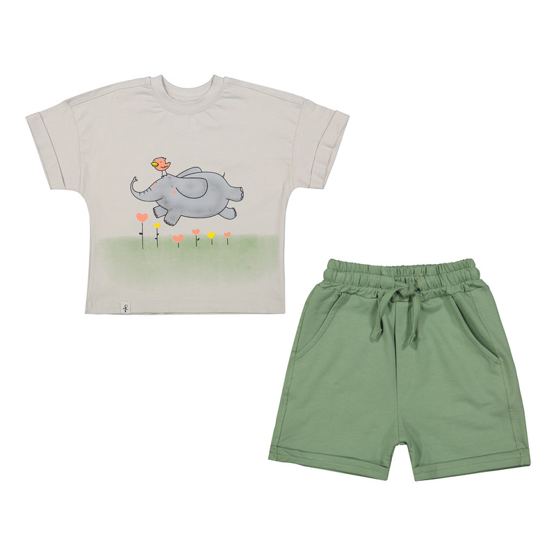 ست تی شرت و شلوارک دخترانه سون پون مدل 1604 رنگ طوسی