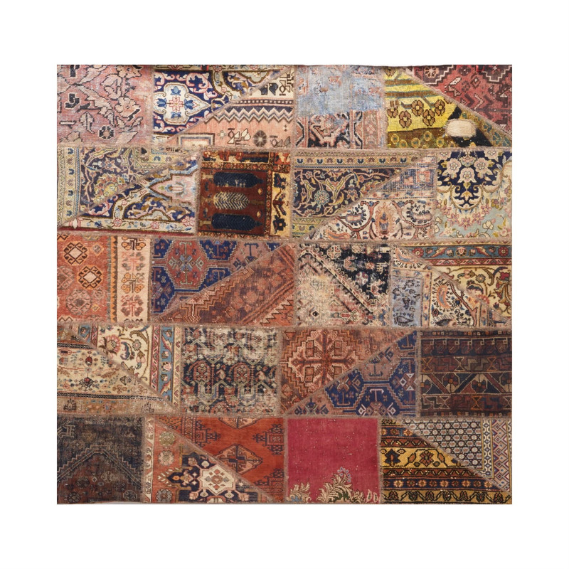 خرید و قیمت کلاژ فرش دستباف سه و نیم متری مدل وینتج کد 28