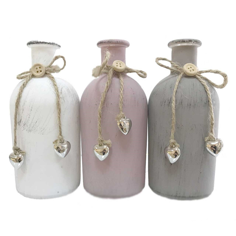 گلدان فانتزی خانه سفید طرح بطری کد 12 مجموعه 3 تایی