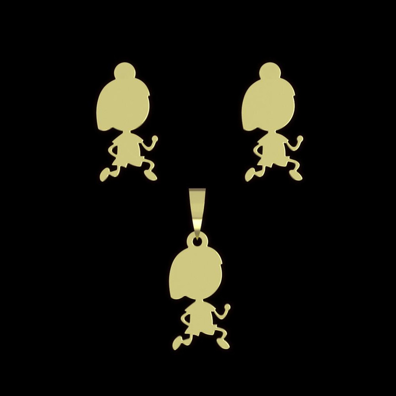 نیم ست طلا 18 عیار زنانه مدوپد مدل دختربچه کد NA10309