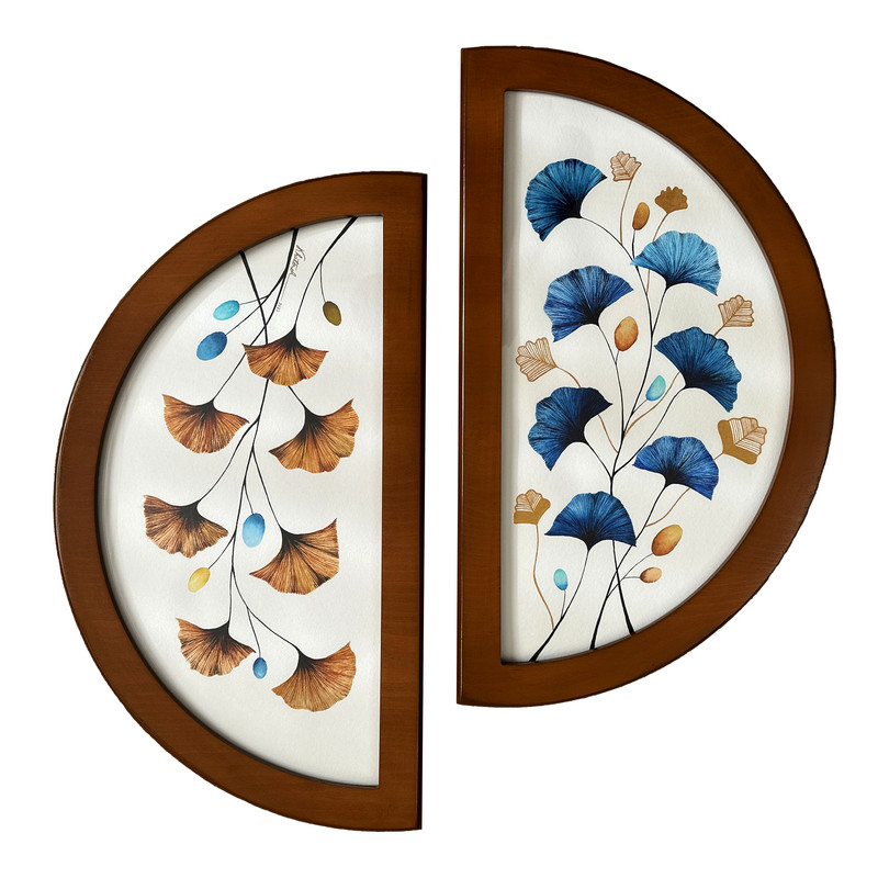 تابلو نقاشی مدل نیم دایره گلبرگ مجموعه 2 عددی