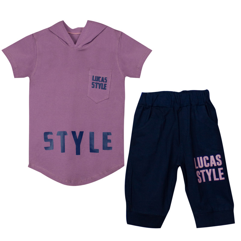 ست تی شرت کلاه دار و شلوار پسرانه مدل لوکاس