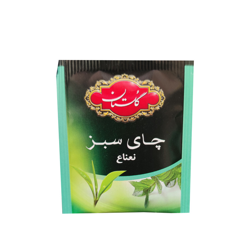 خرید و قیمت چای سبز کیسه ای با طعم نعناع گلستان بسته 50 عددی