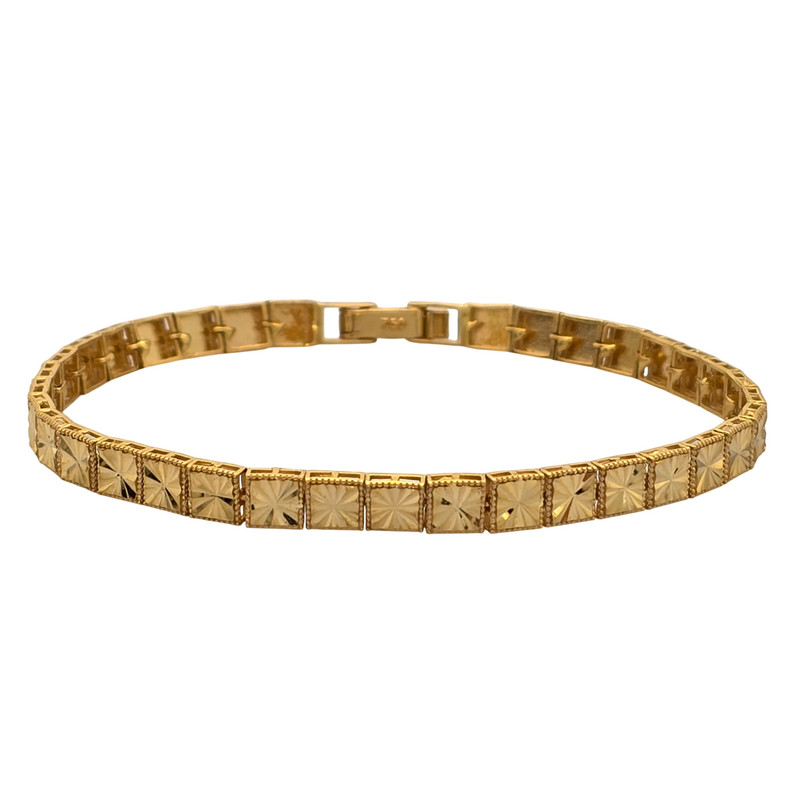 خرید و قیمت دستبند زنجیری طلا 18 عیار زنانه گالری رحمانی مدل تراش S05