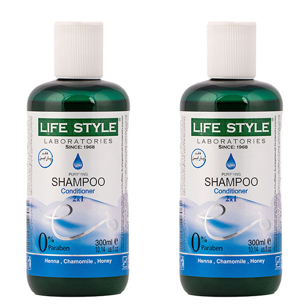 خرید و قیمت شامپو و نرم کننده مو لایف استایل مدل 2in1 مناسب برای انواع مو حجم 300 میلی لیتر مجموعه دو عددی