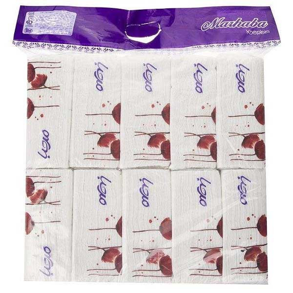 دستمال کاغذی 100 برگ دولایه مرحبا مدل 0011 بسته 10 عددی