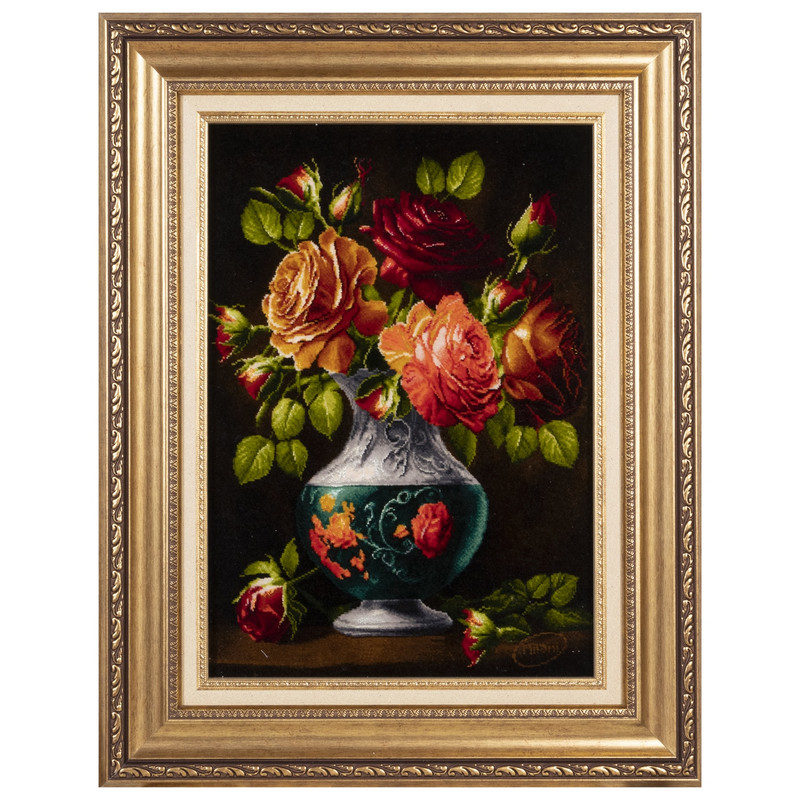 تابلو فرش دستباف سی پرشیا مدل گل رز در گلدان کد 903959