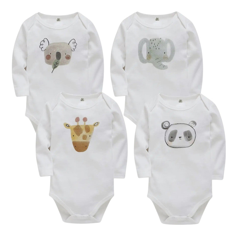 بادی آستین بلند نوزادی مدل MDS-CF1863 بسته 4 عددی