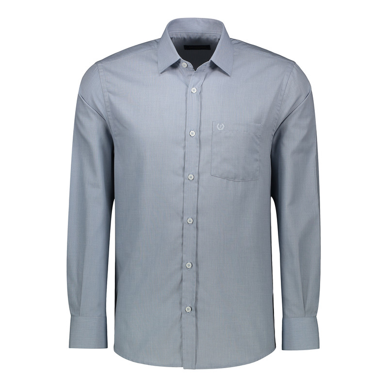 خرید و قیمت پیراهن آستین بلند مردانه پاتن جامه مدل تک جیب نخی 102721030196290 رنگ طوسی روشن