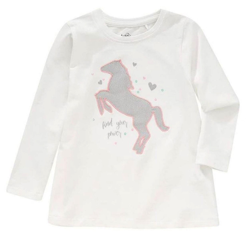 تی شرت آستین بلند دخترانه توپولینو مدل 127223 اسب رنگ سفید