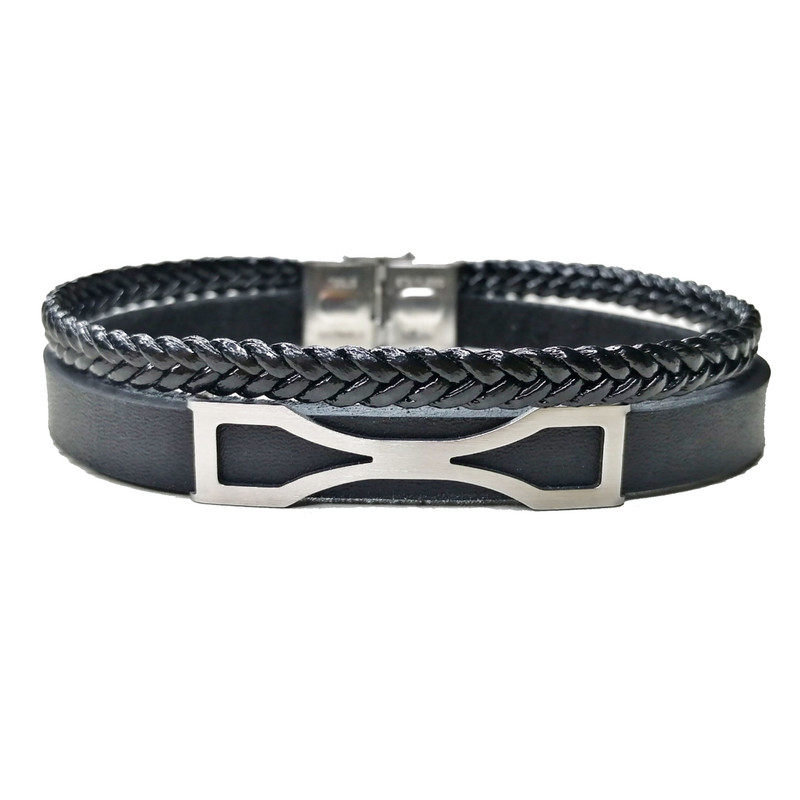 خرید و قیمت دستبند مردانه مدل چرم دو ردیف سرنا