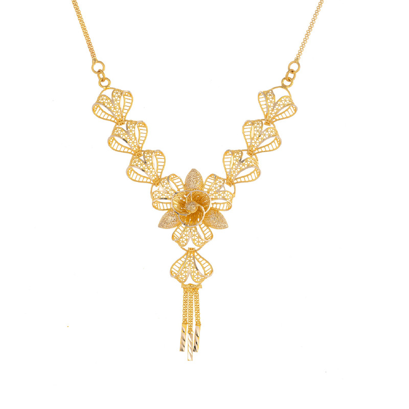 خرید و قیمت گردنبند طلا 18 عیار زنانه جواهری حقانی مدل پنج شیر کد 02