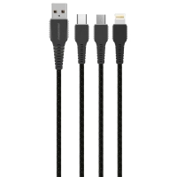 کابل تبدیل USB به microUSB/USB-C/لایتنینگ راک رز مدل Cobra Pro طول 1.2 متر