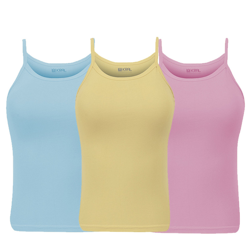 تاپ زنانه کرال کوئین مدل سوپر پنبه کد 09 بسته سه عددی