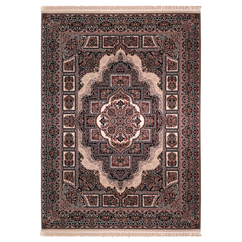 خرید و قیمت فرش ماشینی زمرد مشهد مدل حوض نقره زمینه کرم