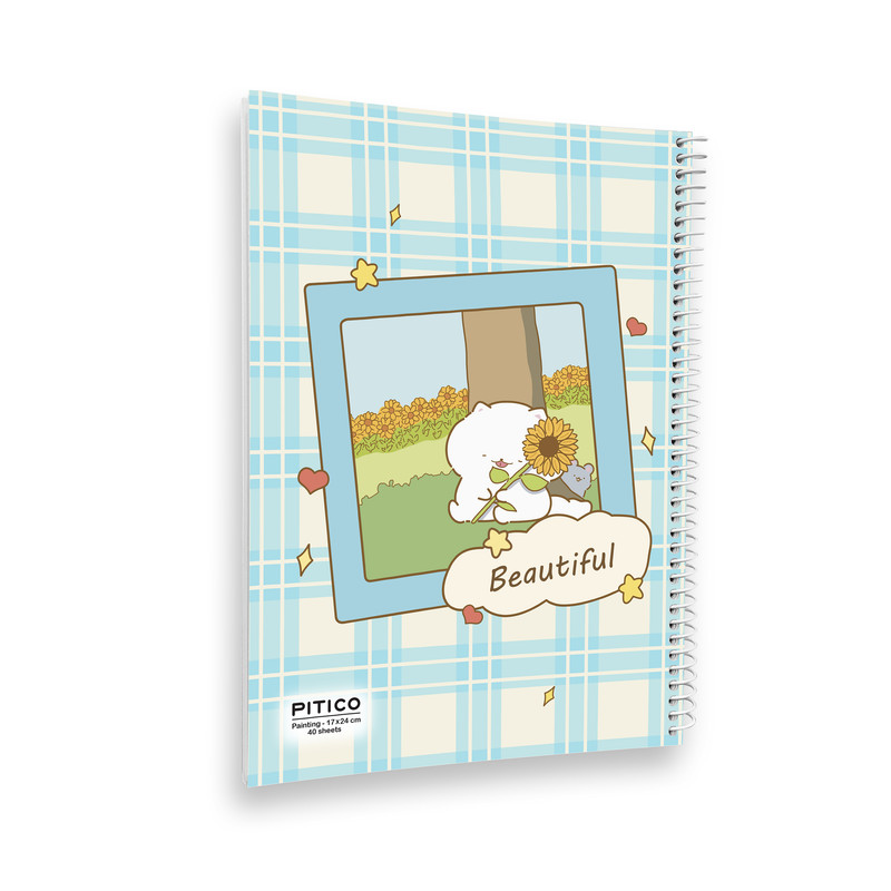 دفتر نقاشی 40 برگ پیتیکو مدل گربه و گل آفتاب گردون کد 346