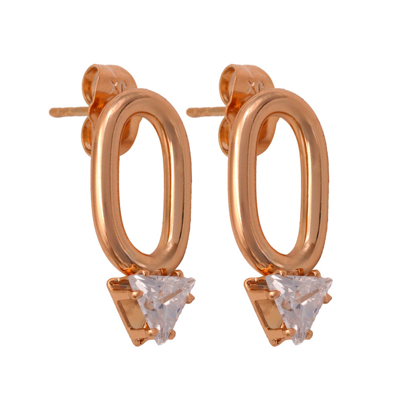 گوشواره زنانه ژوپینگ مدل بیضی نگین دار کد TE-199