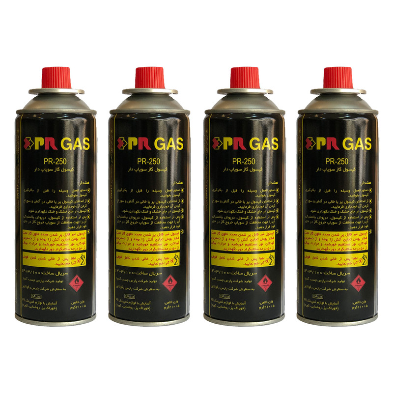 خرید و قیمت کپسول گاز استوانه ای پارس رگولاتور مدل PR-250 بسته 4 عددی