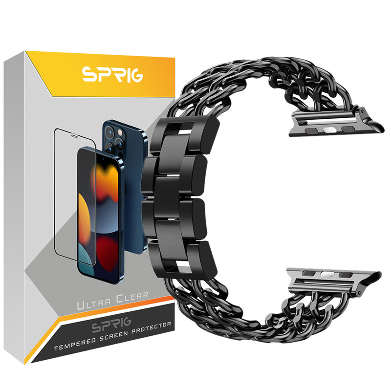 بند اسپریگ مدل Two Line Chain مناسب برای اپل واچ سری 1 / 2 / 3 / 4 / 5 / 6 / 7 / 8 / SE / Ultra سایز 42 / 44 / 45 / 49 میلی متری