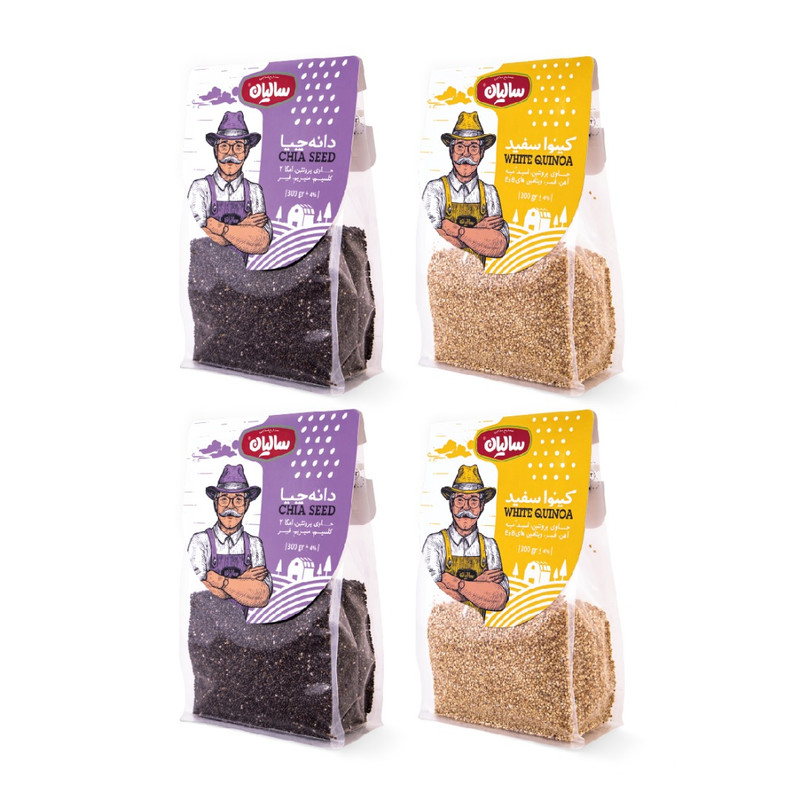 دانه کینوا و دانه چیا صنایع غذایی سالیان- 300گرم مجموعه 4 عددی