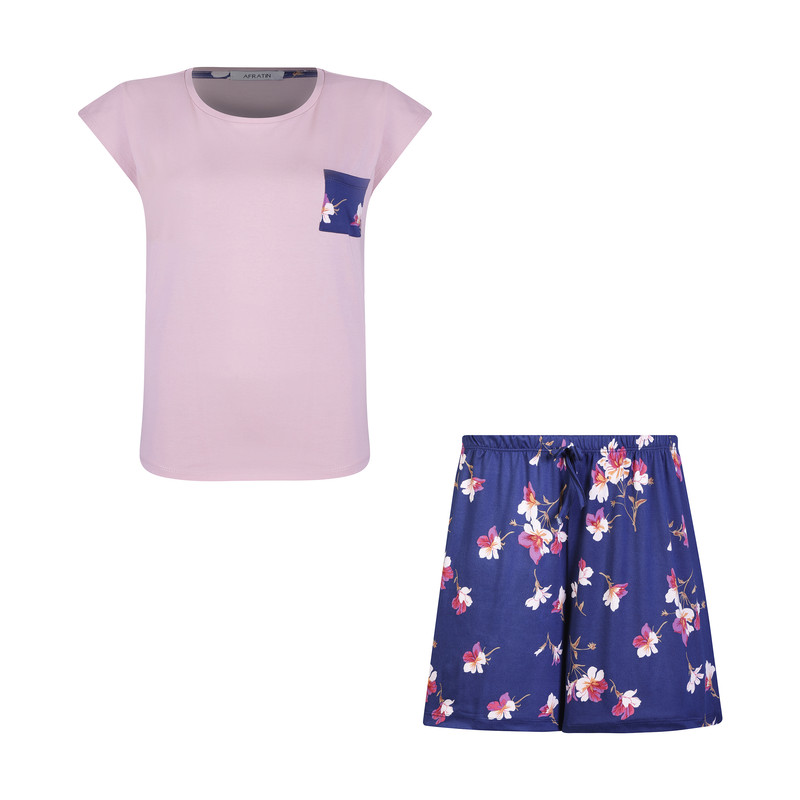 خرید و قیمت ست تی شرت و شلوارک زنانه افراتین مدل زرپران کد 6596 رنگ صورتی