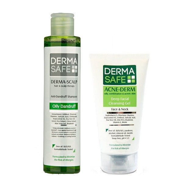 شامپو سر و بدن درماسیف مدل ACNE DERM و ژل شستشوی صورت حجم 200 میلی لیتر
