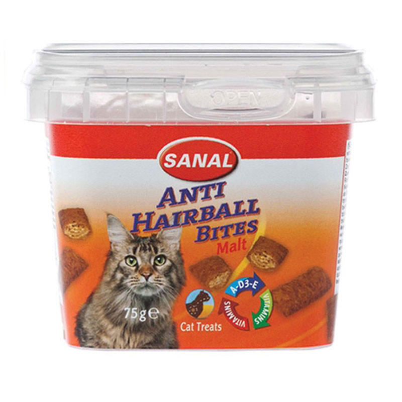 خرید و قیمت تشویقی گربه سانال مدل Anti Hairball Bites وزن 75 گرم