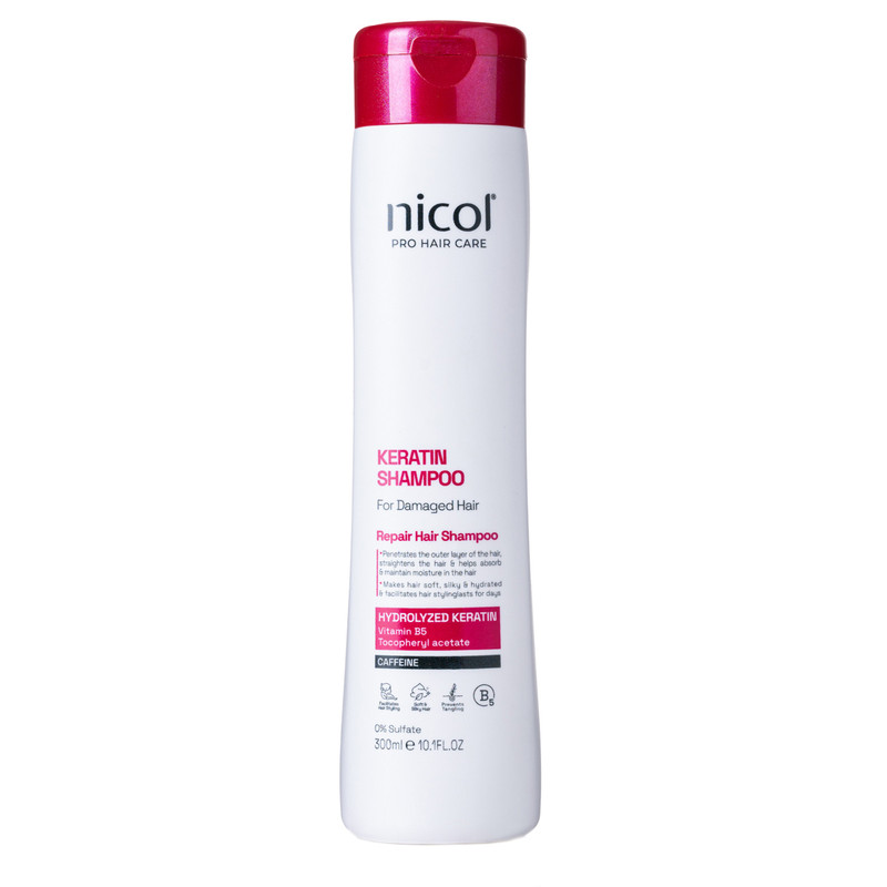 خرید و قیمت شامپو تقویت کننده و ترمیم کننده مو نیکول مدل کراتین هیدرولیز حجم 300 میلی لیتر