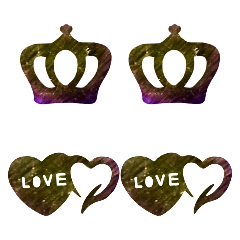 گوشواره زنانه طرح تاج و قلب کد RKH_1652 مجموعه 2 عددی