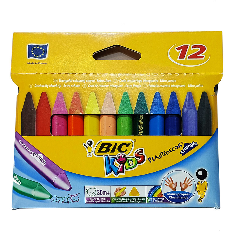 خرید و قیمت پاستل 12 رنگ بیک مدل TRIANGLE